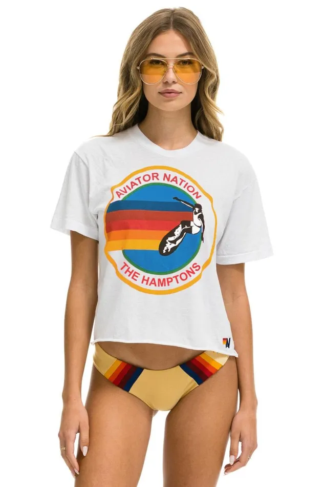Hamptons Boyfriend Tee 8211 White Women Aviator Nation Tees