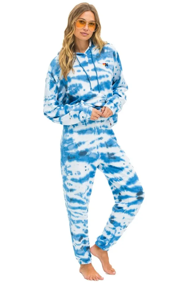 Hand Dyed Sweatpants 8211 Tie Dye Blue Women Aviator Nation Sweatpants