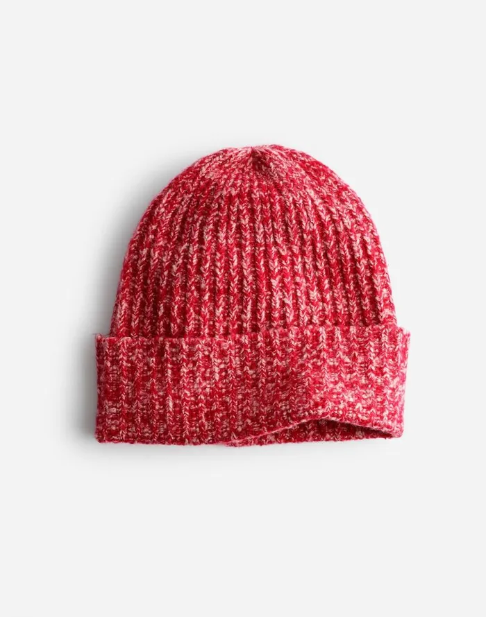 Hats Women Madewell CottonBlend Cuffed Beanie Crimson Berry