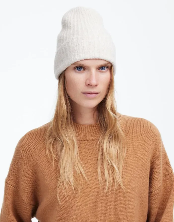 Hats Women Madewell CottonBlend Cuffed Beanie Winter White