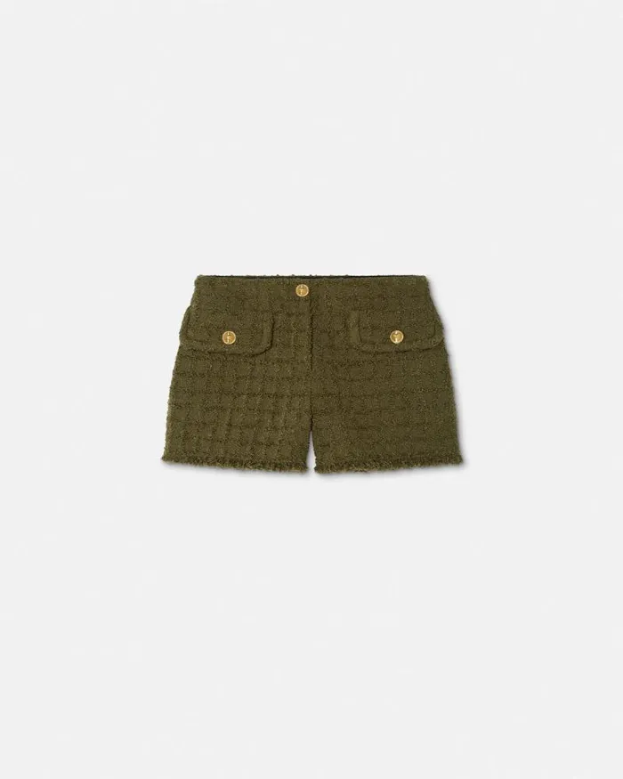Heritage Tweed Mini Shorts Green Women Versace Suits