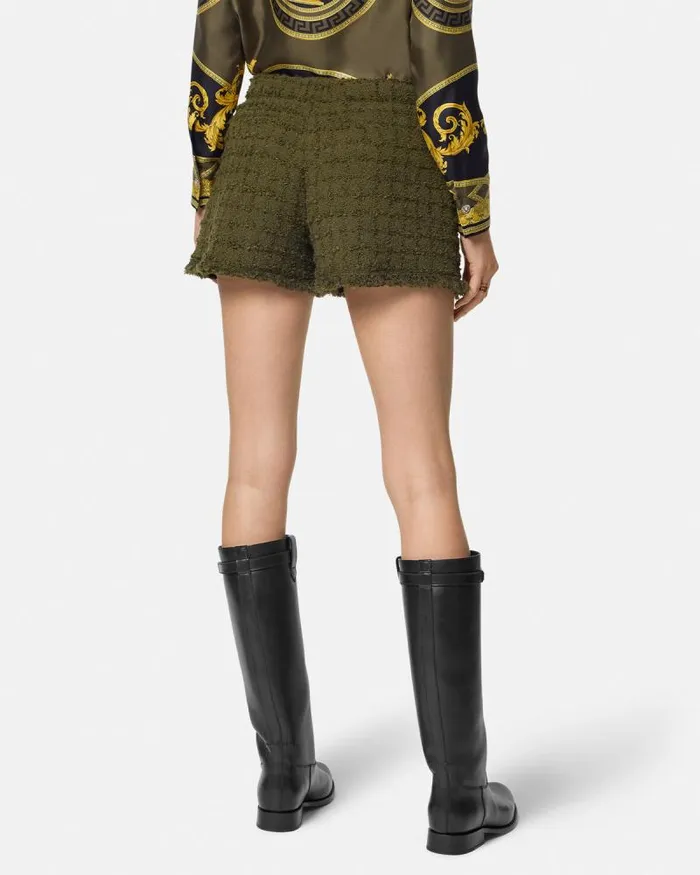 Heritage Tweed Mini Shorts Green Women Versace Suits