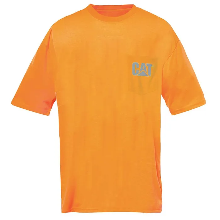 HiVis Trademark Pocket Tee Orange Men Cat Footwear Ppe