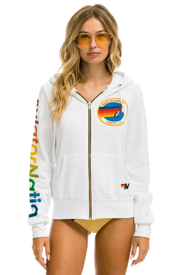 Hoodie 8211 White WomenMen Aviator Nation Hoodies