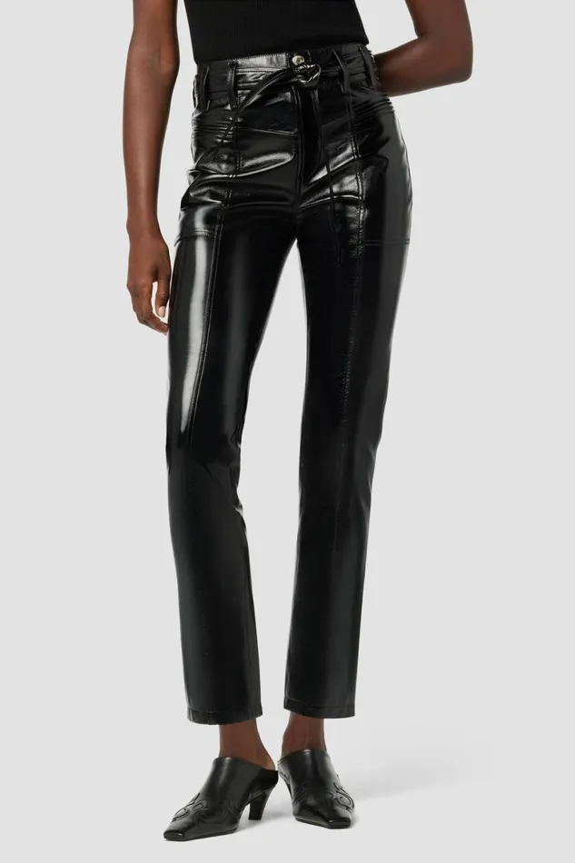Hudson Jeans Cargo Utility Cargo Ankle Straight Pant Black Patent 8211 Women