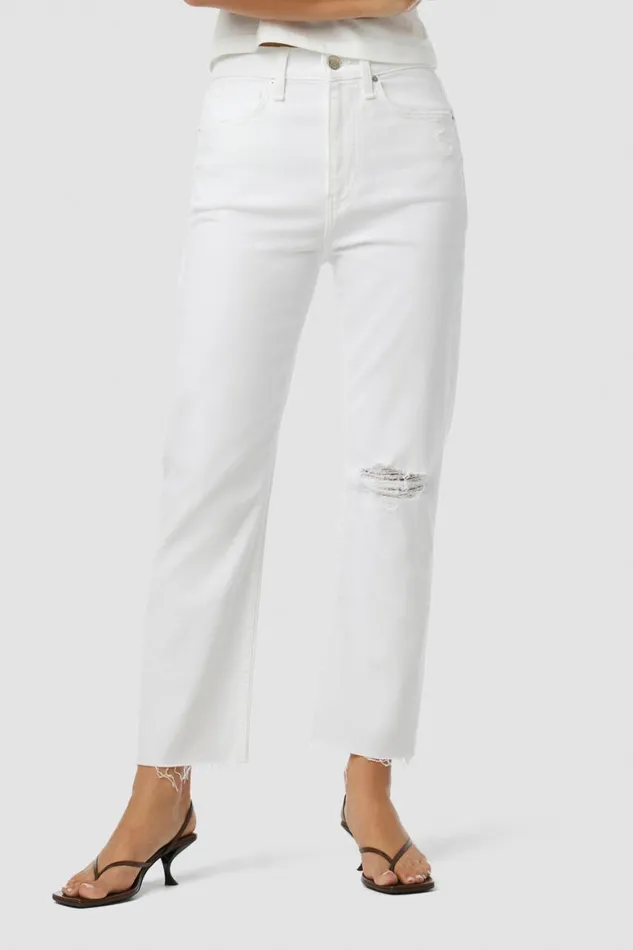Hudson Jeans Cropped Jade HighRise Straight Crop Jean Torn White 8211 Women