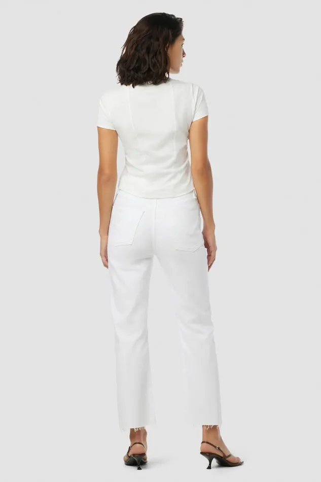 Hudson Jeans Cropped Jade HighRise Straight Crop Jean Torn White 8211 Women Hudson Jeans Cropped Jade HighRise Straight Crop Jean Torn White 8211 Women
