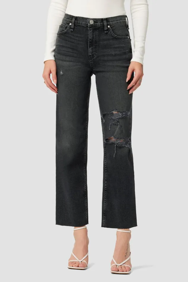 Hudson Jeans Cropped Remi HighRise Straight Crop Jean Black Rain 8211 Women