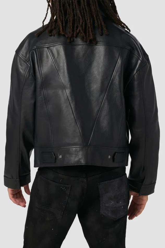 Hudson Jeans Jackets and Outerwear Leather Trucker Jacket Panther 8211 Men