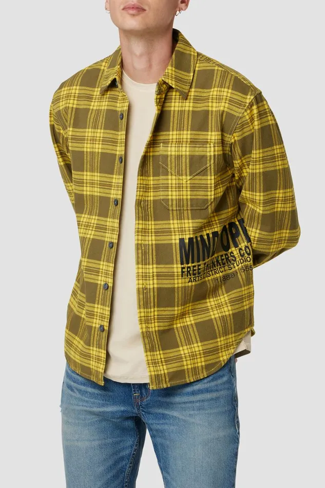 Hudson Jeans Tops and Sweaters Long Sleeve Button Up Shirt Lemon 8211 Men