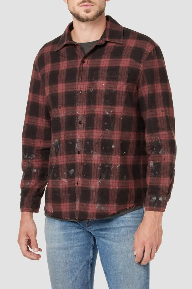 Hudson Jeans Tops and Sweaters Long Sleeve Shirt Brick Check 8211 Men