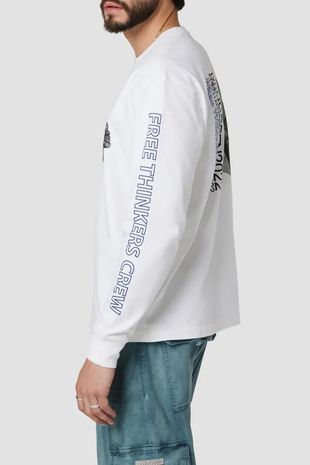 Hudson Jeans Tops and Sweaters Long Sleeve Tee White Mind 8211 Men