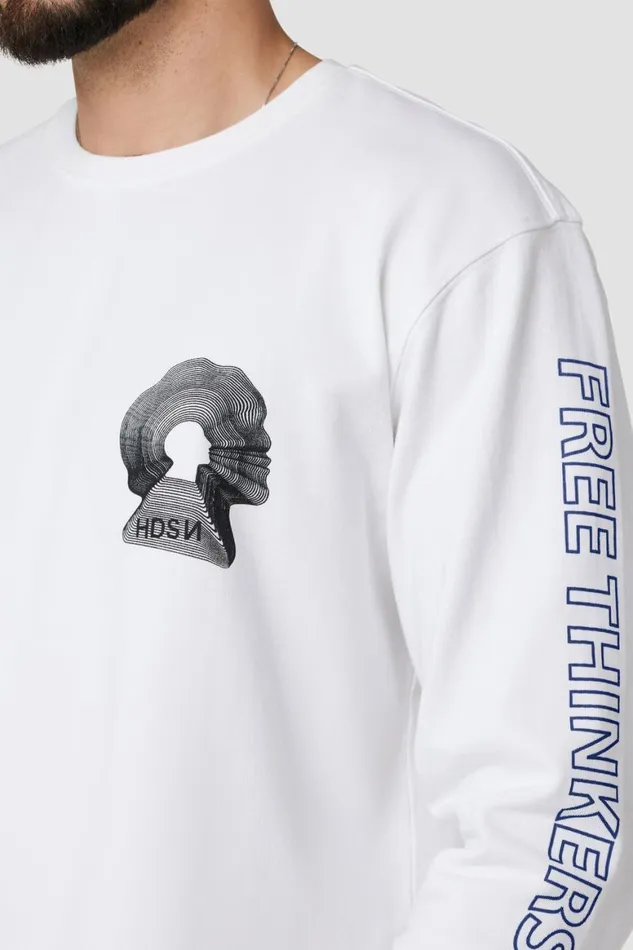 Hudson Jeans Tops and Sweaters Long Sleeve Tee White Mind 8211 Men