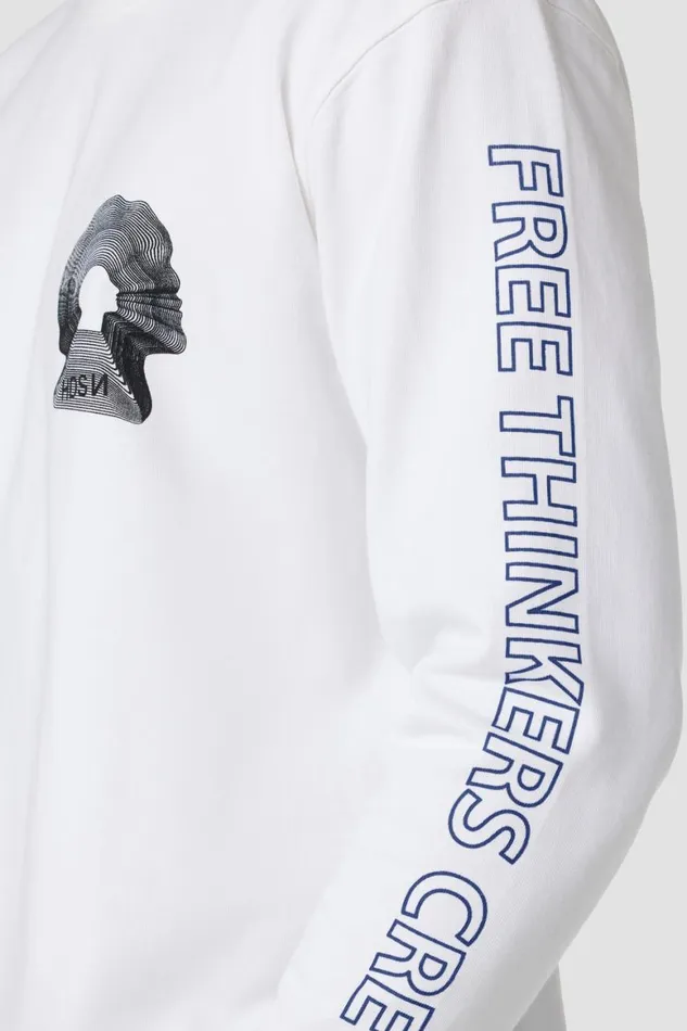 Hudson Jeans Tops and Sweaters Long Sleeve Tee White Mind 8211 Men
