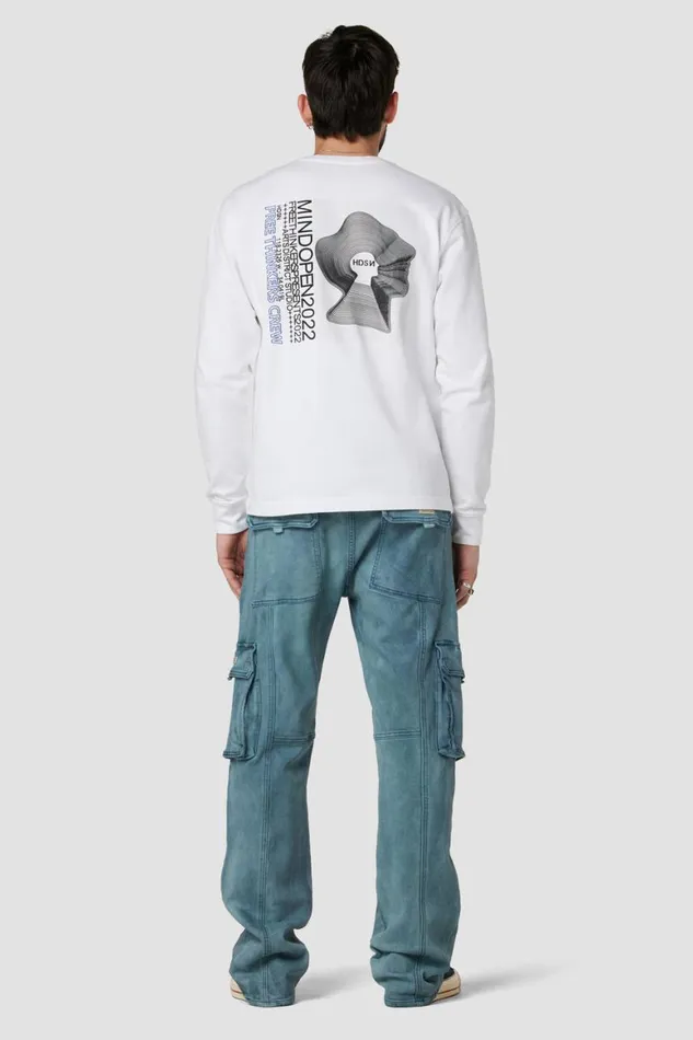 Hudson Jeans Tops and Sweaters Long Sleeve Tee White Mind 8211 Men
