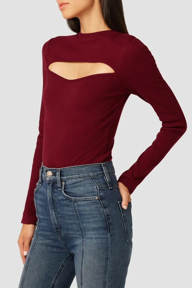 Hudson Jeans Tops and Sweaters Sweetheart Cut Out Bodysuit Syrah 8211 Women