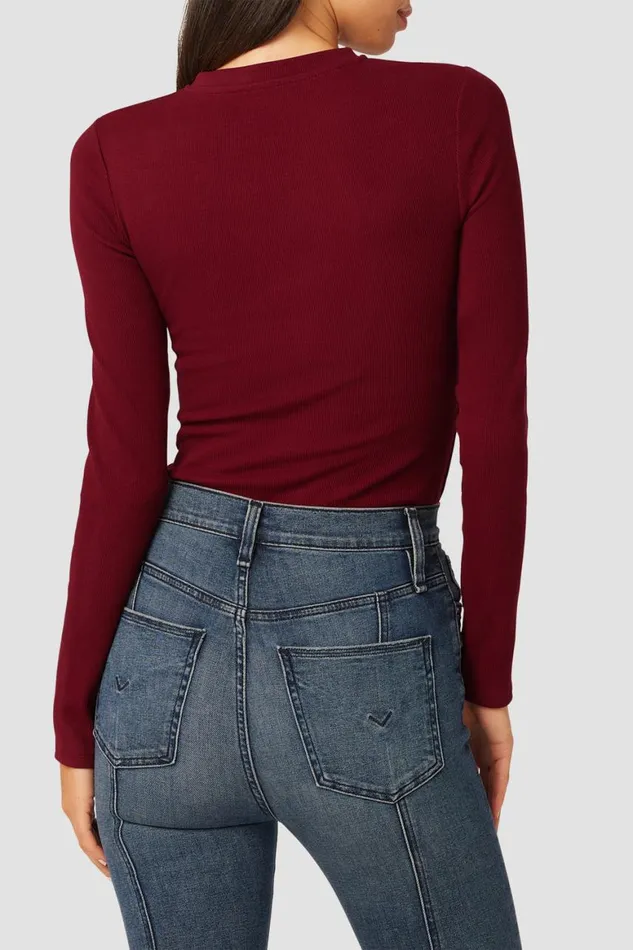 Hudson Jeans Tops and Sweaters Sweetheart Cut Out Bodysuit Syrah 8211 Women