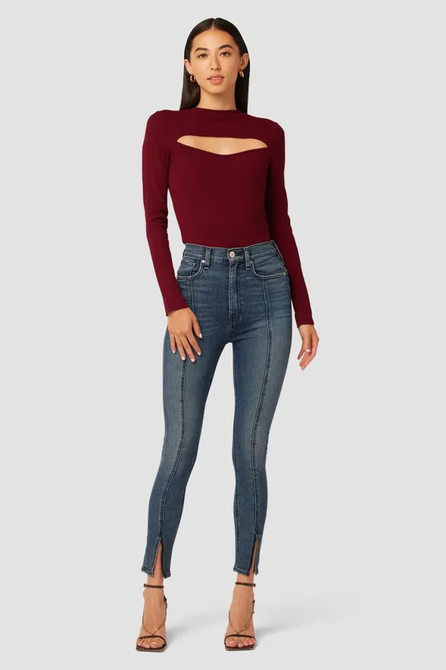 Hudson Jeans Tops and Sweaters Sweetheart Cut Out Bodysuit Syrah 8211 Women