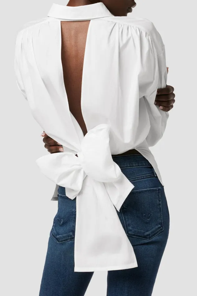 Hudson Jeans Tops and Sweaters Wrap Poplin Top White 8211 Women