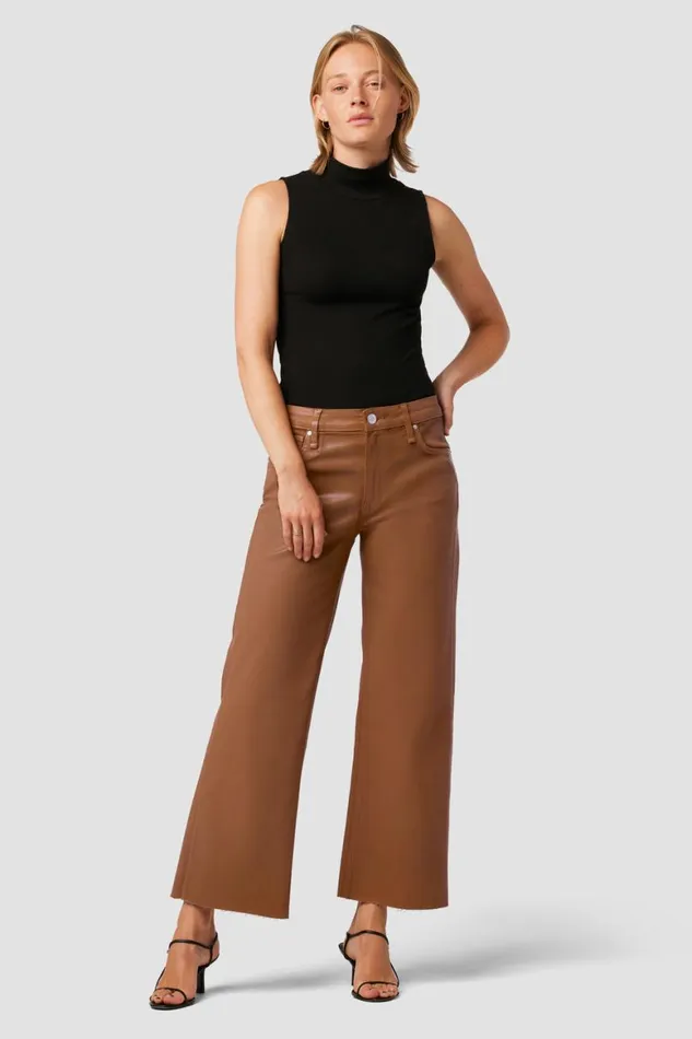 Hudson Jeans Wide Leg Rosie HighRise Wide Leg Ankle Jean Coated Caramel Cafe 8211 Women