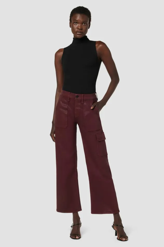 Hudson Jeans Wide Leg Rosie HighRise Wide Leg Cargo Coated Bordeaux 8211 Women Hudson Jeans Wide Leg Rosie HighRise Wide Leg Cargo Coated Bordeaux 8211 Women