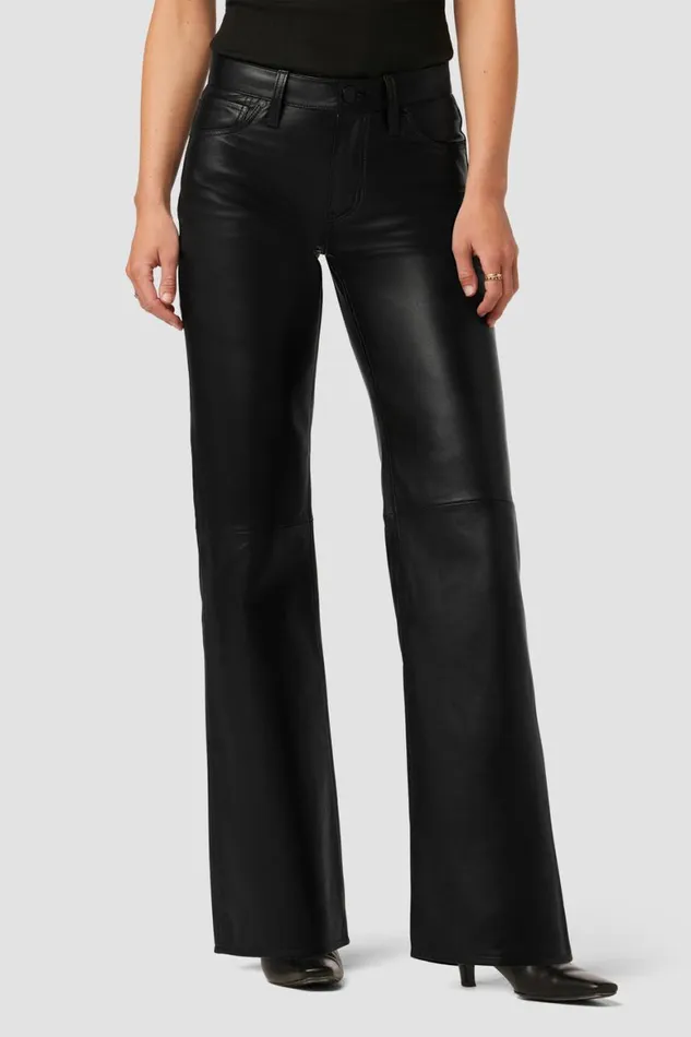 Hudson Jeans Wide Leg Rosie HighRise Wide Leg Leather Pant Black 8211 Women