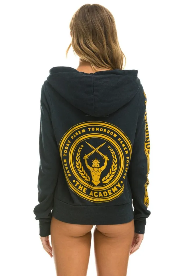 Hunger Games Zip Hoodie 8211 Charcoal WomenMen Aviator Nation Hoodies