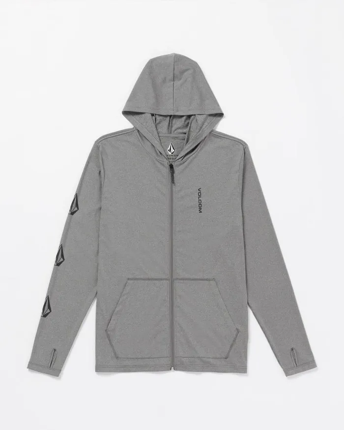 Iconic Stone Long Sleeve Hooded Rashguard 8211 Heather Grey Mens Volcom Rashguards Iconic Stone Long Sleeve Hooded Rashguard 8211 Heather Grey Mens Volcom Rashguards