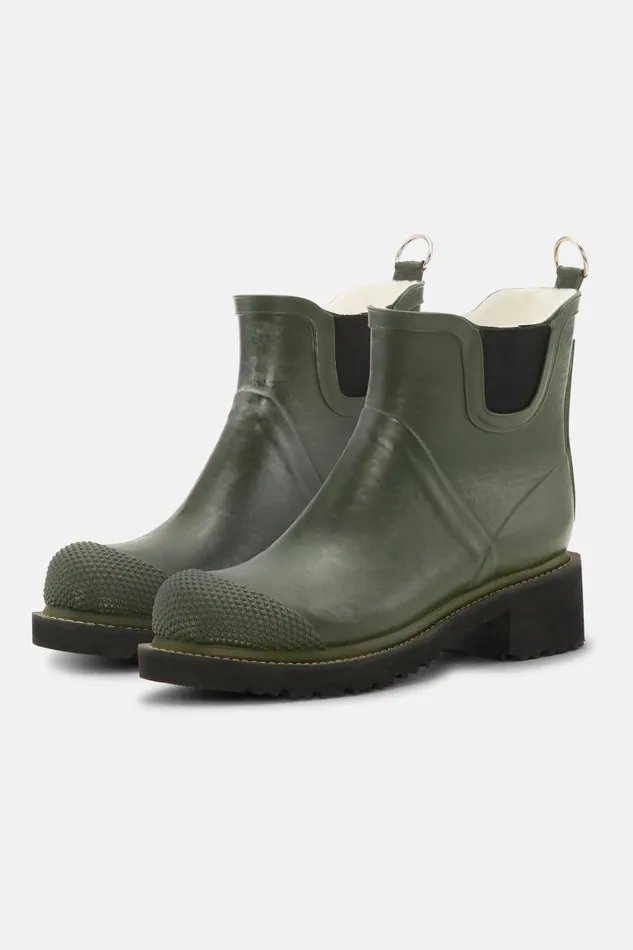 Ilse Jacobsen Short Rubber Boots With High Heel 8211 Army Women Rainboots Short