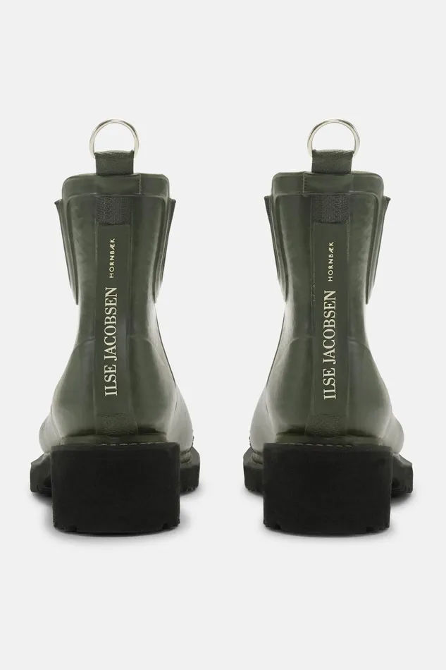 Ilse Jacobsen Short Rubber Boots With High Heel 8211 Army Women Rainboots Short