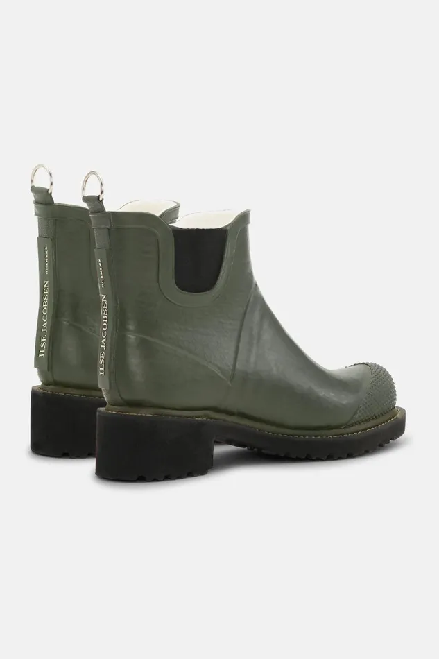Ilse Jacobsen Short Rubber Boots With High Heel 8211 Army Women Rainboots Short