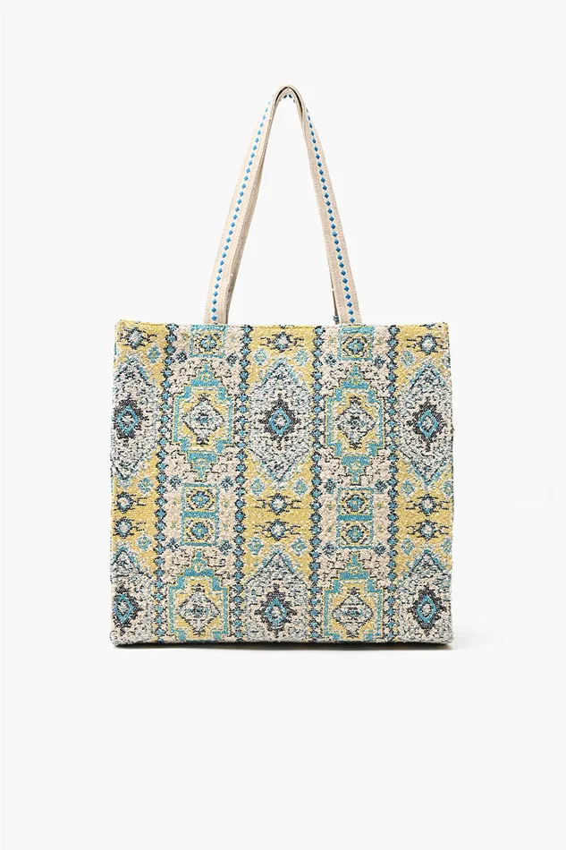 Indian Ancient Rug Inspired Tote Women Beach Bags America and Beyond