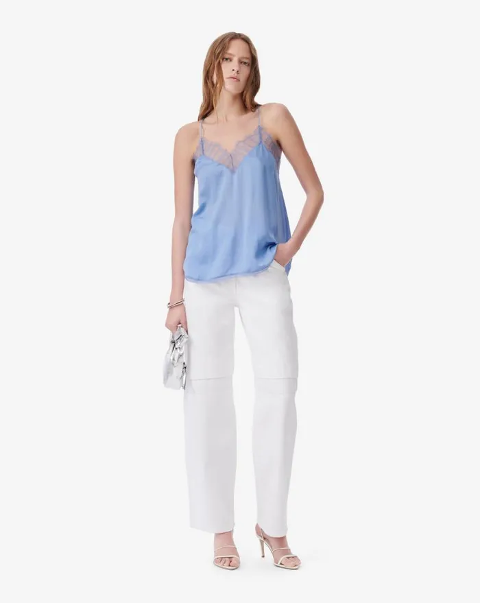 IRO BERWYN LACE CAMI Blue Women Tops and Shirts