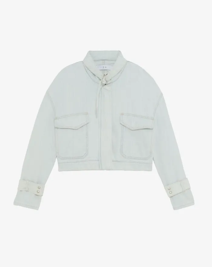 IRO DAMARIO HIGHCOLLARED DENIM JACKET Bleached Blue Women Jackets and Coats