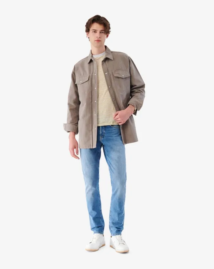 IRO KESMO DENIM OVERSHIRT Taupe Men Jackets and Coats