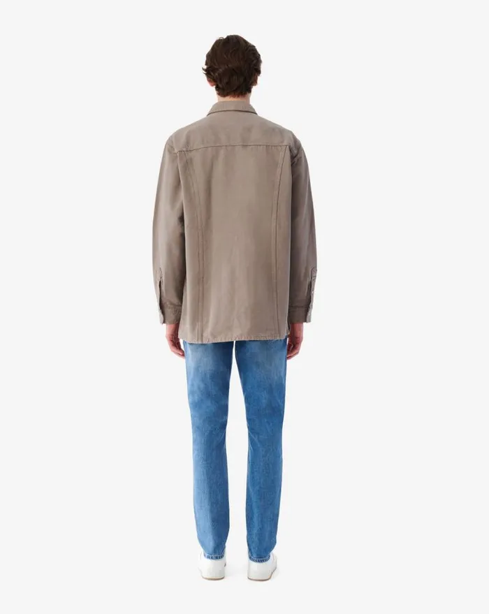 IRO KESMO DENIM OVERSHIRT Taupe Men Jackets and Coats