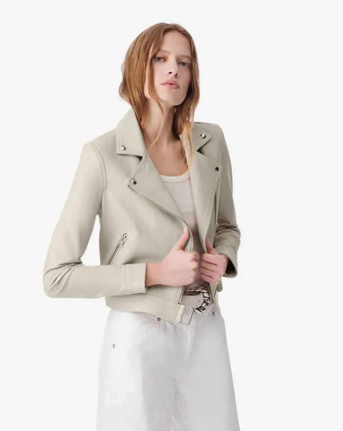 IRO KOLMAR LEATHER JACKET Azur Blue Women Jackets and Coats