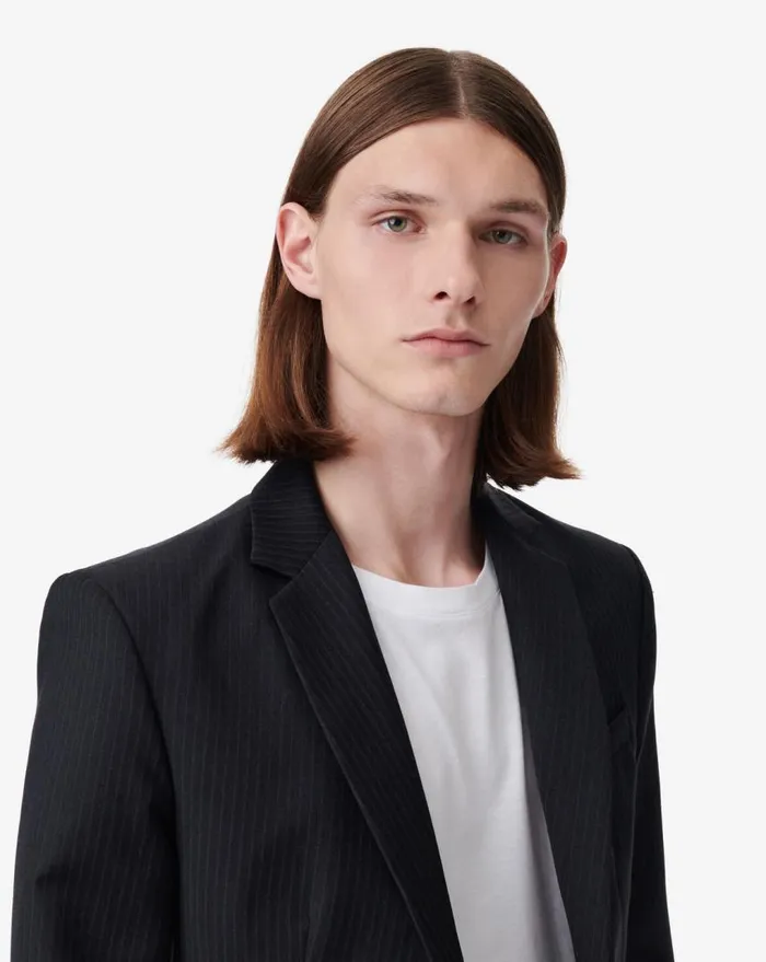 IRO LOWE STRIPED SUIT JACKET Stripe Grey Men Jackets and Coats