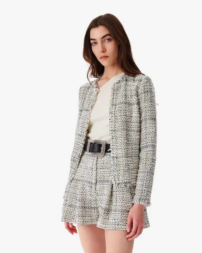 IRO OSLANI TWOTONED TWEED JACKET Whiteblack Women Jackets and Coats