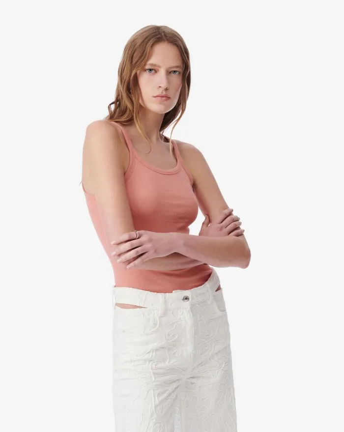 IRO PALISSO RIBBED TANK TOP Brown Women Tops and Shirts