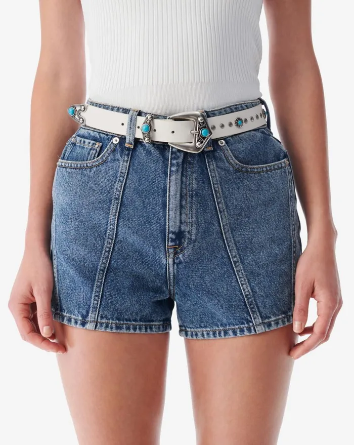 IRO POLLY STUDDED LEATHER BELT White Studs Women Belts