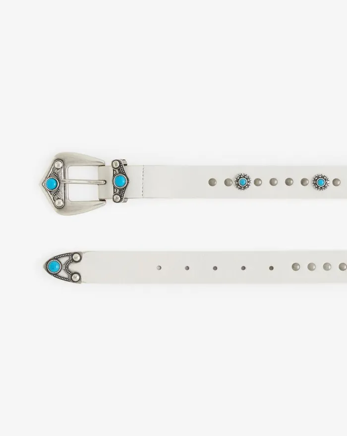 IRO POLLY STUDDED LEATHER BELT White Studs Women Belts