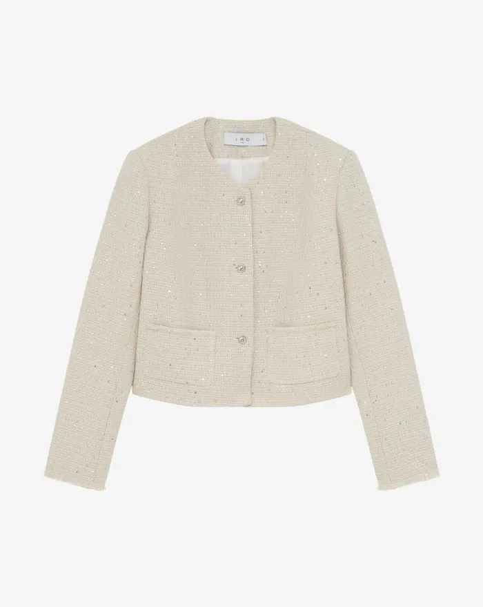 IRO QARANNE CROPPED TWEED JACKET Cream Women Jackets and Coats