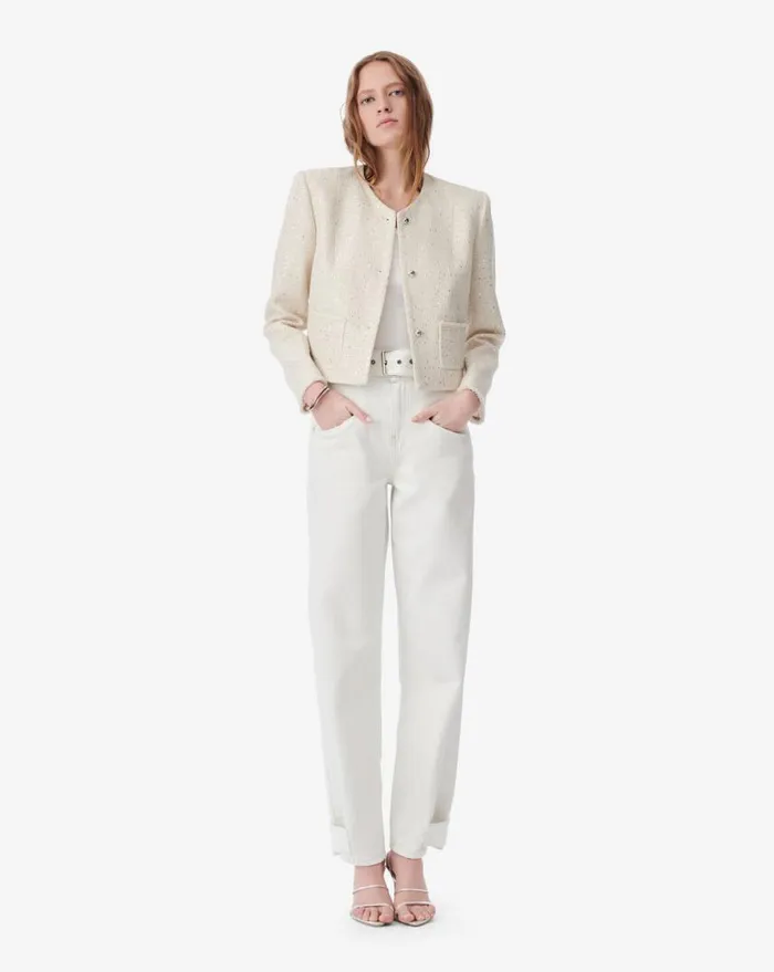 IRO QARANNE CROPPED TWEED JACKET Cream Women Jackets and Coats