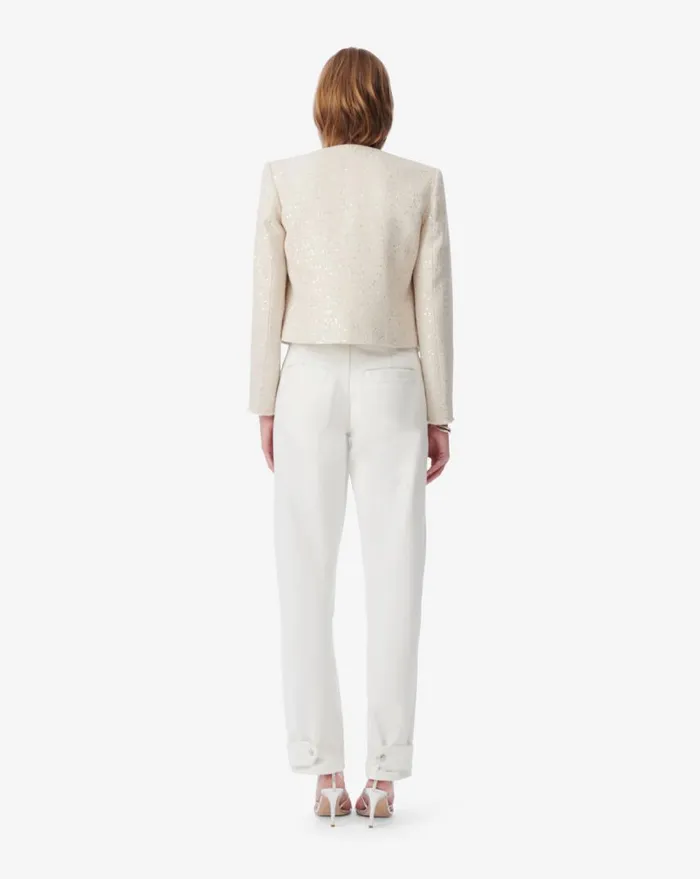 IRO QARANNE CROPPED TWEED JACKET Cream Women Jackets and Coats