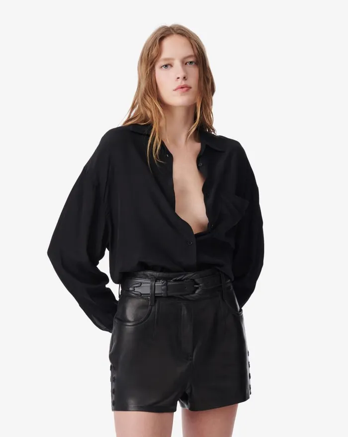 IRO RYLEE SILK DRESS SHIRT Black Women Tops and Shirts