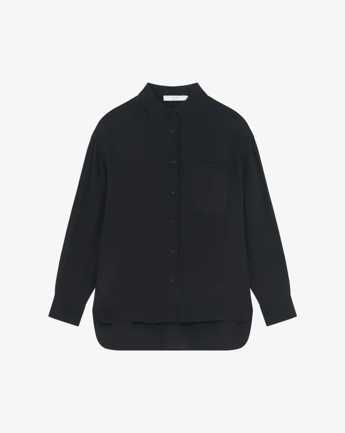 IRO RYLEE SILK DRESS SHIRT Black Women Tops and Shirts