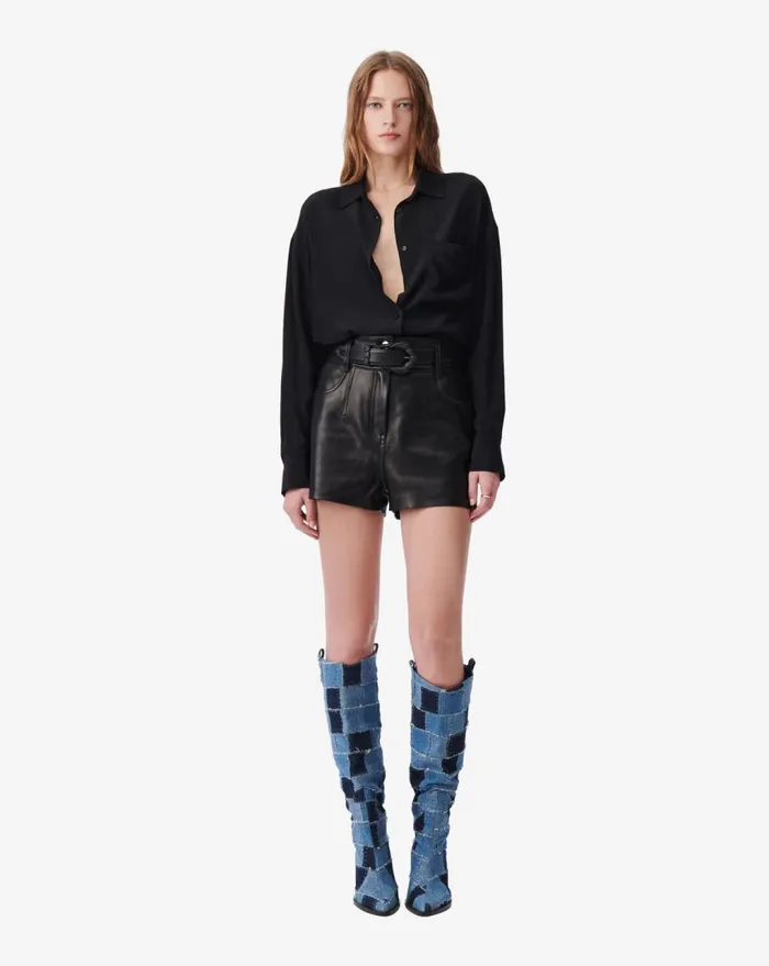 IRO RYLEE SILK DRESS SHIRT Black Women Tops and Shirts