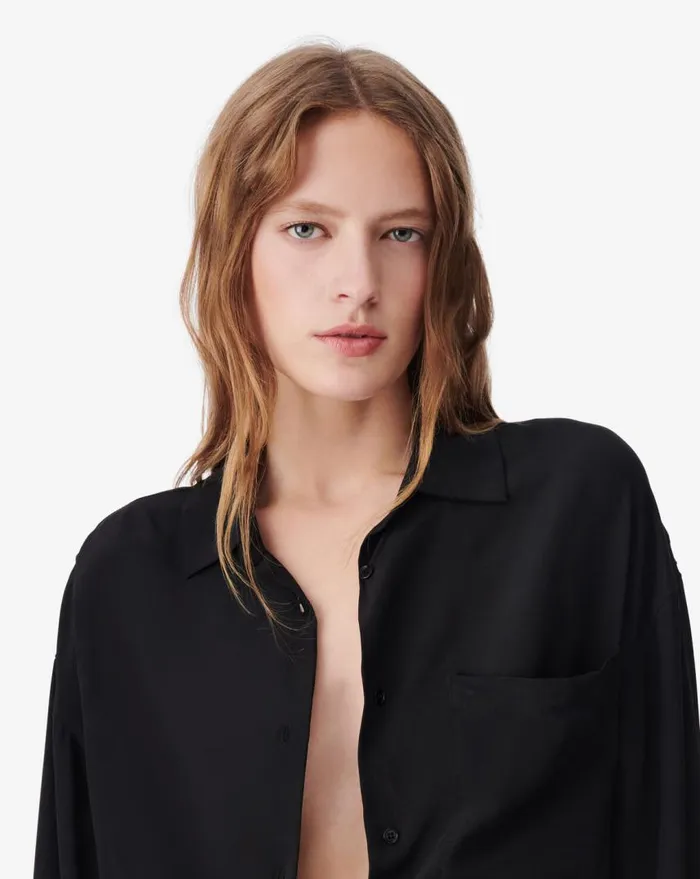 IRO RYLEE SILK DRESS SHIRT Black Women Tops and Shirts