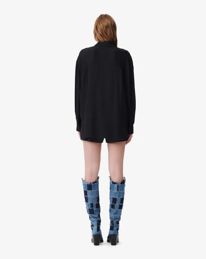 IRO RYLEE SILK DRESS SHIRT Black Women Tops and Shirts